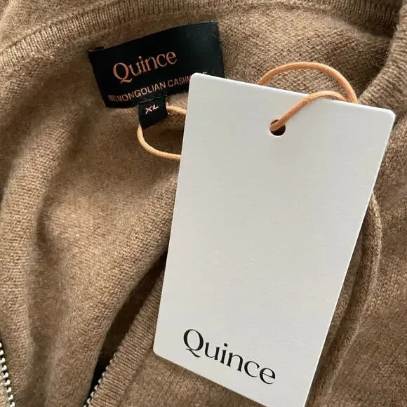 Quince 100% Mongolian Cashmere Sweater Full Zip Hoodie Teak Size XL NEW - Picture 9 of 10